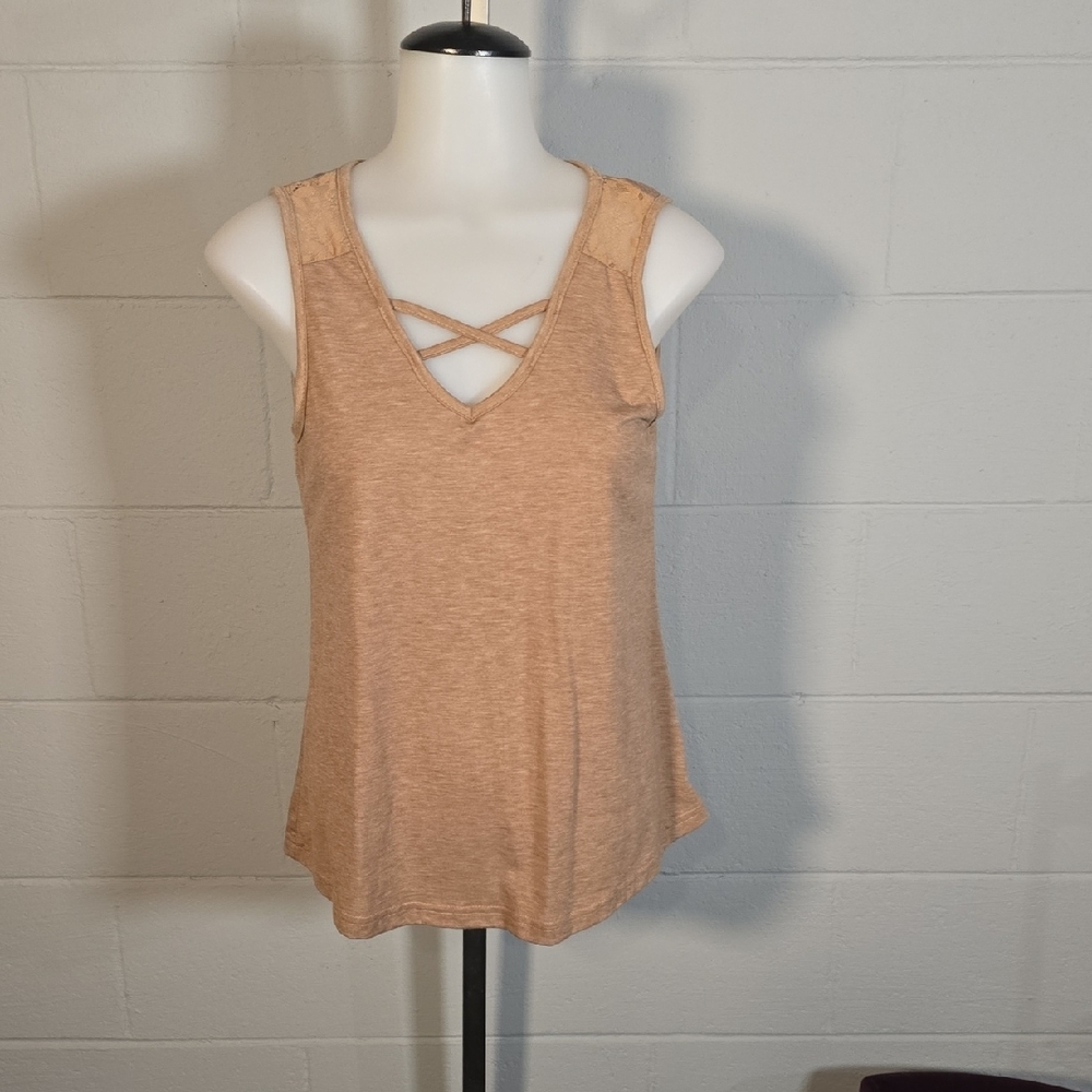 SHEIN Orange Pink Sleeveless Tie Front Tank Top